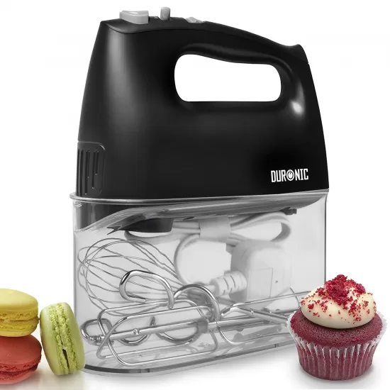 Shop quality Duronic Electric Hand Mixer Set 400 Watts -Black ( Includes 2 X Metal Beaters , 2 X Metal Dough Hooks, 1 X Whisk + Storage Box & 1 YR Warranty ) in Kenya from vituzote.com Shop in-store or online and get countrywide delivery!