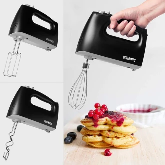 Duronic Electric Hand Mixer Set 400 Watts -Black ( Includes 2 X Metal Beaters , 2 X Metal Dough Hooks, 1 X Whisk + Storage Box & 1 YR Warranty )