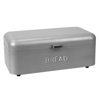Home Basics Bread Box for Kitchen Counter Dry Food Storage Container, Bin, Store Bread Loaf etc, Grey