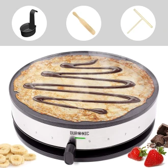 Duronic Crepe Maker | Electric Pancake Machine | 1300W | | 33cm/13” Non-Stick Hot Plate
