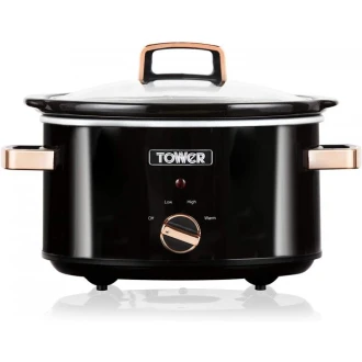 Tower Stainless Steel Slow Cooker 3.5 Litre, 210 Watts, Black and Rose Gold