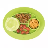 InterDesign Oval Non-Slip Silicone Suction Divided Mini Placemat Plate for Kids/Baby/Toddlers – Lime