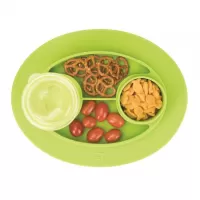 InterDesign Oval Non-Slip Silicone Suction Divided Mini Placemat Plate for Kids/Baby/Toddlers – Lime