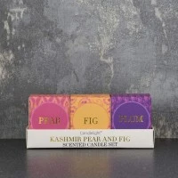 Candlelight India Set of 3 Mini Votive Candles, Kashmir and Fig Scent - Gift Boxed