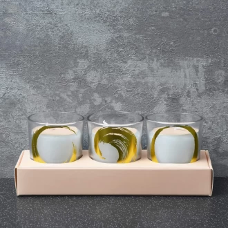 Candlelight Spa Day Relax Set of 3 Glass Wax Filled Pots Lavender & Vanilla Scent