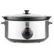 Swan 6.5 Litre Oval Stainless Steel Slow Cooker with 3 Cooking Settings, 320W - Silver