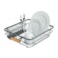 Living Nostalgia Wire Dish Rack with Cutlery Drainer, (18.5" x 14") - Grey