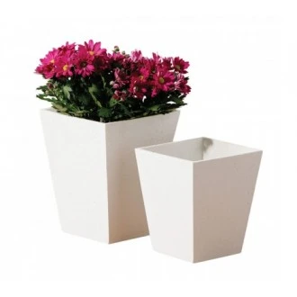 Premier Large Square White Tapered Polyresin Vase, 27cm height