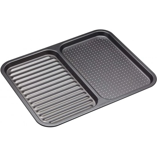 Master Class Non-Stick 2-in-1 Divided Crisping Tray / Ridged Baking Tray, 39 x 31 x 1.5 cm, Grey, KCMCHB99 Shop quality Master Class Non-Stick 2-in-1 Divided Crisping Tray / Ridged Baking Tray, 39 x 31 x 1.5 cm, Grey in Kenya from vituzote.com Shop in-store or online and get countrywide delivery!