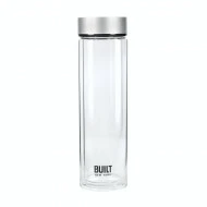 BUILT Tiempo Insulated Glass Water Bottle, Silver, 450ml