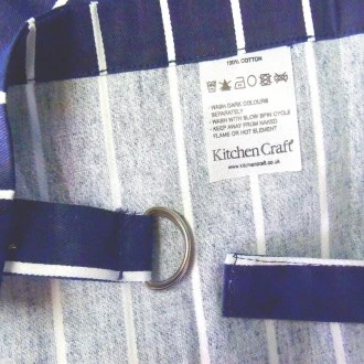 Kitchen Craft Butcher's Stripe Apron with Adjustable Neck Straps-Blue