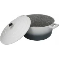 Master Class Large Casserole Dish with Lid, Lightweight Cast Aluminium, Induction Hob and Oven Safe, Ombre Grey, 5 Litre/28 cm