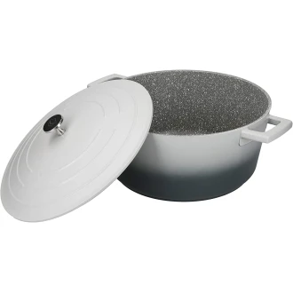 Master Class Large Casserole Dish with Lid, Lightweight Cast Aluminium, Induction Hob and Oven Safe, Ombre Grey, 5 Litre/28 cm