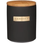 MasterClass Stoneware and Brass-Effect Coffee Canister with Airtight Bamboo Lid, 1 L (1.75 Pints) - Black