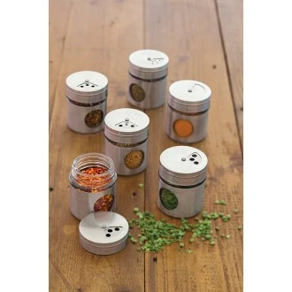Home Made Spice Jars/Herb Pots, Stainless Steel, Silver, Set of 6