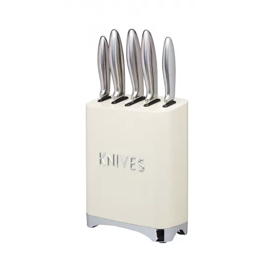 Shop quality Lovello Retro 5-Piece Stainless Steel Knife Set and Knife Block – Vanilla Cream in Kenya from vituzote.com Shop in-store or online and get countrywide delivery!