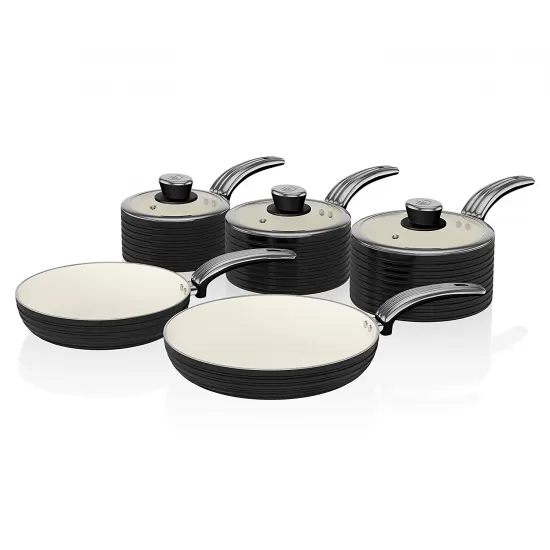 Shop quality Swan Retro Pan Set with Easy Clean Non-Stick Ceramic Coating, Aluminium, Black, 5 Piece in Kenya from vituzote.com Shop in-store or online and get countrywide delivery!