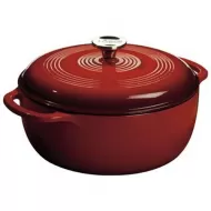 Lodge Enameled Cast Iron Dutch Oven, Red, 5.6 Liters - Oven-safe to 500 degrees F