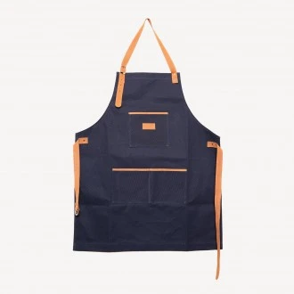 Adelphi Navy Blue Trim Hard-Wearing Apron, Unisex, 3 Large Pockets - Made in Kenya