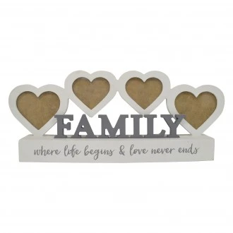 Dunelm Family Multi Aperture Photo Frame, White, 40x16CM 