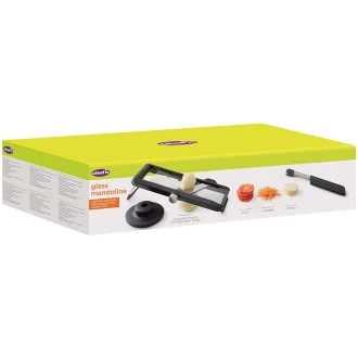 Chef'n Glass Premium Mandoline Glass Deck with Slicer with 3 Cutting Blades, Black