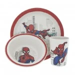 Dunelm Kids Disney Marvel Spiderman Dinner Set White- Red and Blue - Made Of Bamboo 