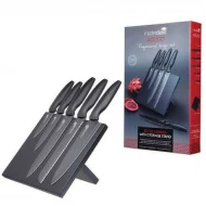 Master Class Agudo 5-Piece Non-Stick Stainless Steel Knife Set and Magnetic Knife Block