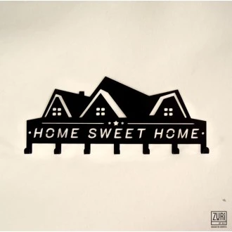 Zuri Home Sweet Home Design Wall Hanging Key Holder Rack , Made in Kenya