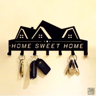 Zuri Home Sweet Home Design Wall Hanging Key Holder Rack , Made in Kenya