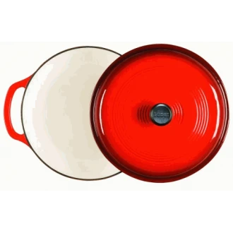 Lodge Cast Iron Enamel Dutch Oven, Red, 4.3 Liters -  Oven-safe to 500-degrees Lodge Cast Iron Enamel Dutch Oven, Red, 4.3 Liters -  Oven-safe to 500-degrees
