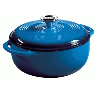 Lodge Cast Iron Enamel Dutch Oven, Blue 4.3 Liters - Oven-safe to 500 degrees F Lodge Cast Iron Enamel Dutch Oven, Blue 4.3 Liters - Oven-safe to 500 degrees F