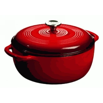 Lodge Cast Iron Enamel Dutch Oven, Red, 4.3 Liters -  Oven-safe to 500-degrees Lodge Cast Iron Enamel Dutch Oven, Red, 4.3 Liters -  Oven-safe to 500-degrees