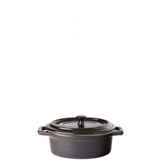 Utopia Midnight Stoneware Oval Casserole 5" (13cm) 12.5oz (35cl), Ceramic coated