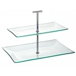 Utopia Aura 2 Tiered Rectangular Glass Plate, (30 x 20.5cm, 16 x 14cm)