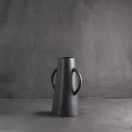 Candlelight Ceramic Conical Vase with Handle, Black, 35cm 