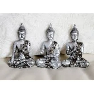 Dunelm Set of 3 Silver Tone Buddhas Ornaments