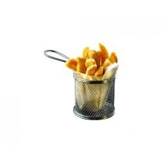 Neville Genware Black Serving Fry Basket Round, 9.3 x 9cm