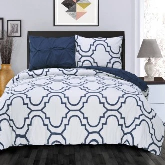 Superior Modern Geometric Valencia, Reversible, Full/Queen Duvet Cover Set 