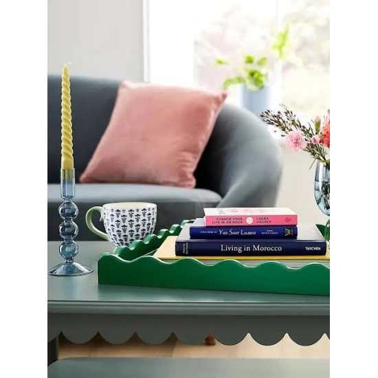 Candlelight Sophie Robinson Wavy Edge Green Tray – 5 × 45 × 45 cm