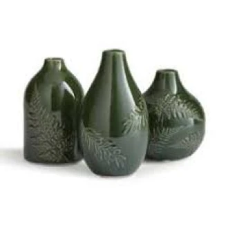 Dunelm Set of 3 Churgate Fern Ceramic Bud Vases