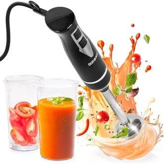 Duronic Electric Hand Blender, 350W Power, Dual Stainless Steel Blades, 40cm Handheld Immersion Stick, Lightweight Design, 600ml capacity Cups/Beakers, for Baby Food, Smoothies