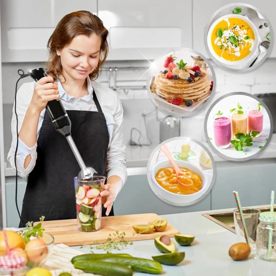 Duronic Electric Hand Blender, 350W Power, Dual Stainless Steel Blades, 40cm Handheld Immersion Stick, Lightweight Design, 600ml capacity Cups/Beakers, for Baby Food, Smoothies
