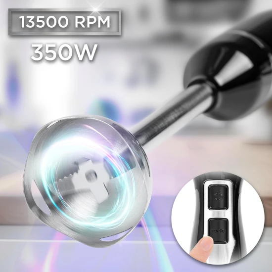 Duronic Electric Hand Blender, 350W Power, Dual Stainless Steel Blades, 40cm Handheld Immersion Stick, Lightweight Design, 600ml capacity Cups/Beakers, for Baby Food, Smoothies