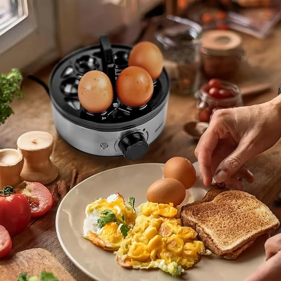 Duronic Electric Egg Boiler EB50 Egg Cooker 400W Omelette Maker for 7 Eggs with Poacher Tray Auto Shut Off