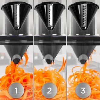 Duronic Vegetable Spiraliser-3 Blade Sizes For HB35 Hand Blender, 1.4L Capacity, Lightweight Compact Ideal for Veggie Pasta, Zucchini, and Carrot Spaghetti