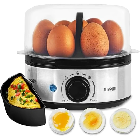 Duronic Electric Egg Boiler EB50 Egg Cooker 400W Omelette Maker for 7 Eggs with Poacher Tray Auto Shut Off