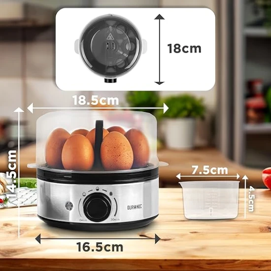 Duronic Electric Egg Boiler EB50 Egg Cooker 400W Omelette Maker for 7 Eggs with Poacher Tray Auto Shut Off