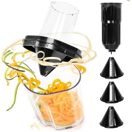 Duronic Vegetable Spiraliser-3 Blade Sizes For HB35 Hand Blender, 1.4L Capacity, Lightweight Compact Ideal for Veggie Pasta, Zucchini, and Carrot Spaghetti