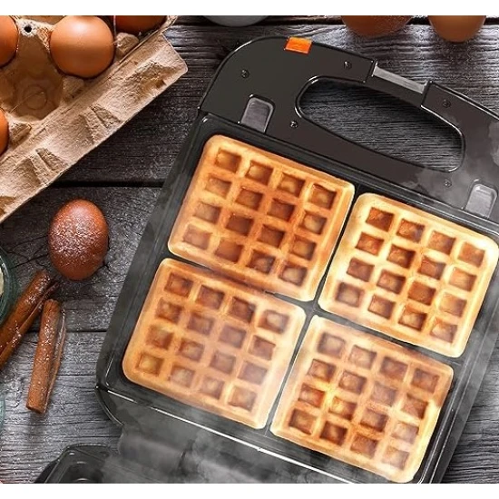 Duronic 3 in 1 Snack Maker Electric Sandwich and Toastie Makers 1200W Waffle Iron Panini Press with Interchangeable Cooking Grill Plates