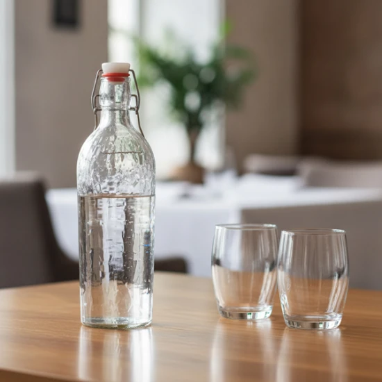 Neville GenWare Glass Hammered Swing Bottle, 1 Liter